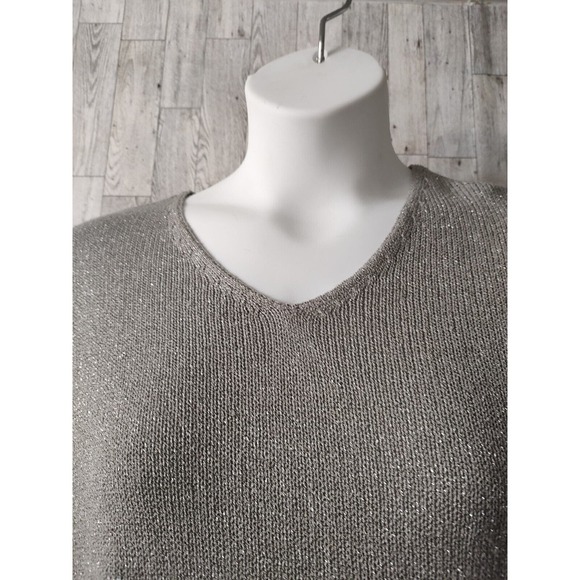 Chaus & Co. Women's Grey Silver Sparkly Shimmery Pullover Sweater Size XL - Picture 8 of 9
